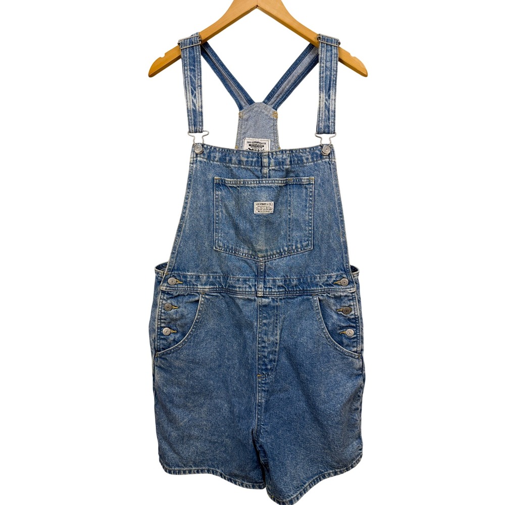 Levi Strauss Women Light Wash WaterLess Denim Bib Overalls Size L 52333-0027